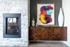 Modern home with Living Room, Floor Lighting, Gas Burning Fireplace, Bench, and Porcelain Tile Floor. Burlewood cabinets flank both sides of the fire place with LED lights recessed under the cabinets Photo of Vegas Luxe