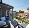 Modern home with Outdoor, Walkways, Raised Planters, Salt Water Pools, Tubs, Shower, Hardscapes, Swimming Pools, Tubs, Shower, Small Pools, Tubs, Shower, Wood Patio, Porch, Deck, Large Patio, Porch, Deck, Wood Fences, Wall, Horizontal Fences, Wall, Decking Patio, Porch, Deck, and Landscape Lighting. Back yard Photo 14 of West Hollywood Tudor
