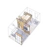 Modern home with Kids Room, Playroom Room Type, Bedroom Room Type, Storage, Bed, Shelves, Medium Hardwood Floor, Bookcase, Pre-Teen Age, Boy Gender, and Neutral Gender. Diagram of overall project showing playroom and bedroom with moving storage room dividers and stair to sleeping loft with step-storage Photo of LO Residence Playroom/Bedroom