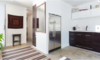 Modern home with Closet Storage Type, Kitchen, White Cabinet, Concrete Floor, Ceiling Lighting, Recessed Lighting, Refrigerator, Drop In Sink, Range Hood, Undermount Sink, Cooktops, and Range. Lower Suite - Living/Kitchen/Entrance Photo 15 of East Pender home