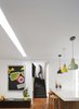 Modern home with Kitchen, Marble Counter, Colorful Cabinet, Medium Hardwood Floor, Pendant Lighting, and Ceiling Lighting. Interior Photo 6 of Casa Plaza