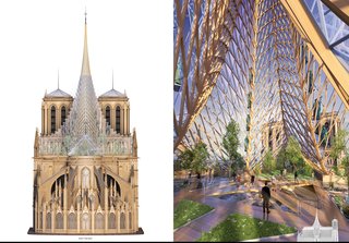 A view of the spire's east facade and interior.