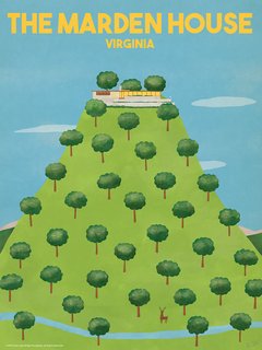 Here is illustrator Max Dalton's interpretation of the Marden House, built <span style="font-family: Theinhardt, -apple-system, BlinkMacSystemFont, "Segoe UI", Roboto, Oxygen-Sans, Ubuntu, Cantarell, "Helvetica Neue", sans-serif;">in 1952 for National Geographic photographer Luis Marden</span><span style="font-family: Theinhardt, -apple-system, BlinkMacSystemFont, "Segoe UI", Roboto, Oxygen-Sans, Ubuntu, Cantarell, "Helvetica Neue", sans-serif;">. Dalton was responsible for bringing the foundation and Spoke Art together.</span>