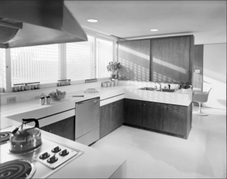 The home's kitchen in the 1960s.
