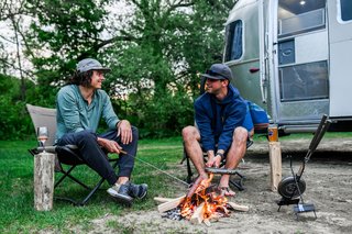 These nesting wine glasses are perfect for the camper thanks to a stem that unscrews so the base can be snapped into the bowls for storage. Super lightweight and nearly indestructible, the BPA-free copolyester material makes wine around the campfire elegant again.