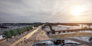 Designed by architect Peter Culley of Spatial Affairs Bureau, the walking and biking promenade BridgePark is currently moving forward with the city as planning documents are prepared and fundraising is secured.