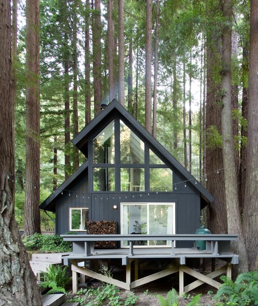 This Pristine A Frame Cabin Glows Like A Lantern In A Redwood