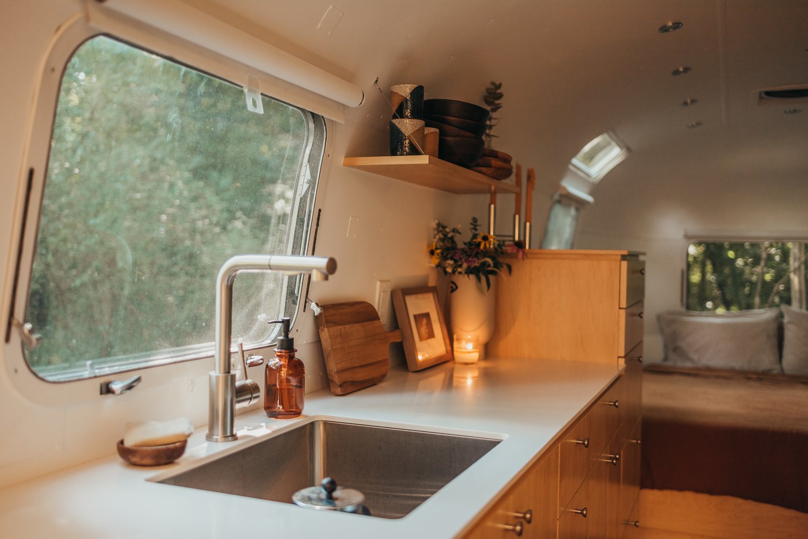 Photo 6 of 13 in A 1973 Airstream Gets an Organic Remodel Inspired by Frank Lloyd Wright Dwell