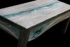 Modern home with Bench, Coffee Tables, and Dining Room. "Blue River" Coffee Table/Bench Signed Original Eco art by William Alburger from Reclaimed PA barn wood and rescued ash Photo of "Blue River" Coffee Table/Bench Signed Original Eco art by William Alburger from Reclaimed PA barn wood and rescued ash