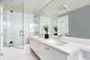 Modern home with Bath Room, Engineered Quartz Counter, Enclosed Shower, Ceiling Lighting, Subway Tile Wall, and Ceramic Tile Floor. Master bathroom with quartz countertops and subway tiles Photo 6 of Franklin Hills Modern