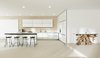 Modern home with Kitchen, Quartzite Counter, Stone Counter, White Cabinet, Wood Cabinet, Metal Cabinet, Travertine Floor, Porcelain Tile Floor, Stone Slab Backsplashe, Ceiling Lighting, Refrigerator, Wall Oven, Microwave, Dishwasher, Ice Maker, Cooktops, and Drop In Sink. WH Residence | M3 Architects Photo 12 of WH Residence
