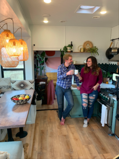 Mandy and Kevin hanging out in the kitchen. 
