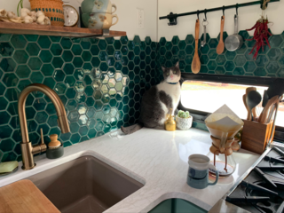 Beautiful geometric tiling in the kitchen. 