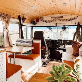 The dining area doubles as a workspace. 