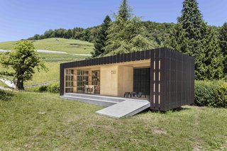 The interior of the pavilion is made from Kerto high-performance plywood panels.