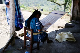 A weaver at work. 