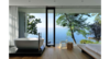 Modern home with Light Hardwood Floor, Bed, Chair, Ceiling Lighting, Freestanding Tub, Concrete Wall, Tile Counter, Windows, Sliding Window Type, and Metal. The bathroom Photo 12 of House on the Lake