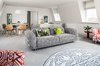 Modern home with Living Room, Chair, Sofa, Table, Storage, Lamps, Pendant Lighting, Floor Lighting, Rug Floor, and Carpet Floor. Living Room Photo 8 of City Penthouse