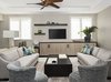 Modern home with Living Room, Chair, End Tables, Sofa, and Bookcase. Ocean Reef by Armina Interiors Photo 6 of Ocean Reef
