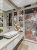 Modern home with Bath Room, Quartzite Counter, Marble Floor, Vessel Sink, Enclosed Shower, Ceiling Lighting, Recessed Lighting, and Marble Wall. Master Bathroom Photo 8 of RSA Residence