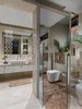 Modern home with Bath Room, Marble Floor, Quartzite Counter, Vessel Sink, Wall Lighting, Ceiling Lighting, and Marble Wall. Master Bath Photo 12 of RSA Residence