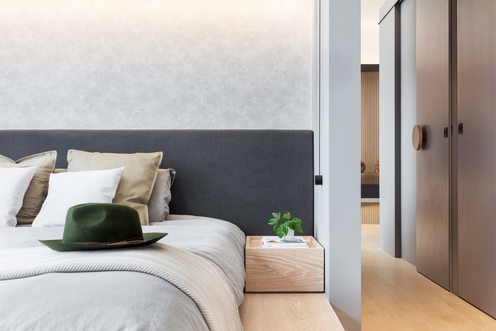 THE BEDROOM
Studio Adjective newly residential project for a lovely couple at Larvotto, Aberdeen, Hong Kong.
At the southern side of Hong Kong, we have recently designed an apartment facing the Aberdeen Harbour with a beautiful mountain view. The apartment is designed to lengthen the horizontal experience with long timber cabinet wall and a mix of grey marble and texture wall, and introducing a airy flow to the interior that merges with the surrounding scenery.
For more information, please find us at : www.adj.com.hk
Instagram : @studioadjective