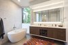 Modern home with Recessed Lighting, Ceiling Lighting, Accent Lighting, and Concrete Floor. Master bathroom Photo 14 of The Greenhills House