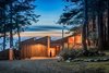 Modern home with Exterior, House, and Wood Siding Material. Entry at Sunset Photo 2 of The House of the Falling Moon