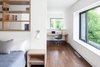 Modern home with Office, Study Room Type, Bookcase, Chair, Storage, Shelves, Desk, Lamps, Library Room Type, Medium Hardwood Floor, and Dark Hardwood Floor. An interior fit out of an existing Coach House, previously renovated by Dubbeldam Architecture + Design Photo of Coach House