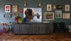 Modern home with Living Room, Console Tables, Accent Lighting, Medium Hardwood Floor, and Bar. GALLERY WALL
Color Farrow & Ball: “Downpipe”
Collection of original and vintage art
Large Art: Centerpiece
Bird #1 by Robert Peluce
Chairs: A vintage late 1930's double theater seating by The Heywood Wakefield Co.
Garret & Garage Studio
Photo 16 of Eastern Columbia Loft