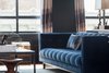 Modern home with Living Room, Sofa, Table Lighting, Coffee Tables, and Stools. Under window:
Vintage Brass Lottery Spinner - Rose Bowl flea market find
Sofa:
Madison Sofa in velvet, Restoration Hardware
Photo 6 of Eastern Columbia Loft