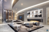Modern home with Living Room, Floor Lighting, Coffee Tables, Chair, Ceiling Lighting, End Tables, and Sofa. Photo Courtesy of RIVA Residences Photo 3 of RIVA Residences River Loft Penthouse