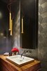Modern home with Bath Room, Vessel Sink, Wood Counter, and Pendant Lighting. Powder bathroom. Photo 12 of Bent Tree Residence