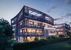 Modern home with Exterior, House Building Type, Wood Siding Material, Brick Siding Material, Apartment Building Type, Concrete Siding Material, Tile Roof Material, and Flat RoofLine. Verve by Libeskind, Zabel Property (part of the JLL group) Photo 2 of Verve by Libeskind
