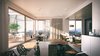 Modern home with Living Room, Coffee Tables, Table, Stools, Ceiling Lighting, and Medium Hardwood Floor. Verve by Libeskind, Zabel Property (part of the JLL group) Photo 5 of Verve by Libeskind