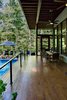 Modern home with Outdoor, Back Yard, Hardscapes, Large Patio, Porch, Deck, Wood Patio, Porch, Deck, Decking Patio, Porch, Deck, Large Pools, Tubs, Shower, Metal Fences, Wall, Wire Fences, Wall, and Hanging Lighting. The deeply shaded deck and screen porch beyond ensure that the outside can be enjoyed during all types of weather. Photo 11 of Professor's House