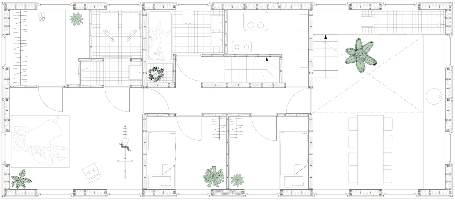 Tatami House lower level floor plan
