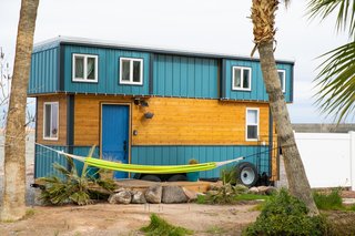 Parked in Henderson, Nevada, just outside of Las Vegas, the Blue Baloo tiny house currently serves as an AirBnB rental.