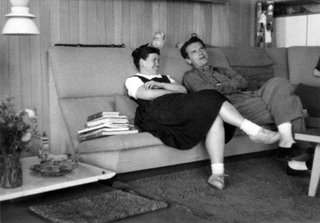 Ray and Charles relaxing in the living room alcove.