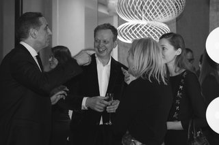 Tom Dixon (middle) with guests at the restaurant's pre-opening event.