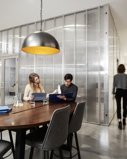 The communal table was a custom piece by Icon Modern in Chicago.