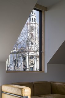 The view of the church from the upstairs dormer.
