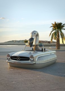 In this concoction, Labrooy merged the Mercedes Pagoda with a flamingo floatie.