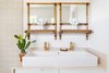 Modern home with Bath Room, Ceramic Tile Wall, and Vessel Sink. A look at the Master Bath double vanity with a Duravit sink, California Faucets fixtures, and Heath Ceramics tile. Photo 7 of Federal Bungalow