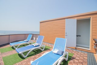 The rooftop deck is one of Saulnier and German's favorite parts of the home due to its ocean views and privacy.