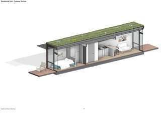 A cutaway section of a Gatehouse Road container house.