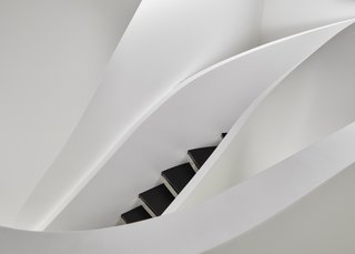 A view of the serpentine staircase from above.