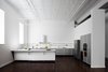 Modern home with Kitchen, Refrigerator, Cooktops, Range Hood, Dark Hardwood Floor, and Ceiling Lighting. We replaced the existing undersized kitchen with a new open plan that is more appropriate to the scale of the loft. Developed with manufacturer Valcucine, the light and industrial feel is in keeping with this unconventional domestic setting. Photo of Broome Street Loft