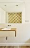 Modern home with Bath Room, One Piece Toilet, Wood Counter, Ceramic Tile Floor, Mosaic Tile Wall, Open Shower, Ceiling Lighting, and Drop In Sink. Creueta House-Bathroom. Photo 13 of Creueta House