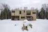 Modern home with Exterior, House Building Type, Wood Siding Material, Metal Siding Material, and Flat RoofLine. Théo the Leonberger owner dog :) Photo 8 of Maison Lac Brûlé